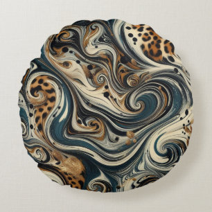 Abstract Leopard Print Swirl Round Cushion