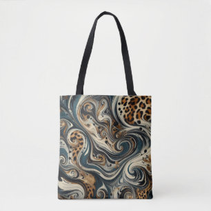 Abstract Leopard Print Swirl Tote Bag