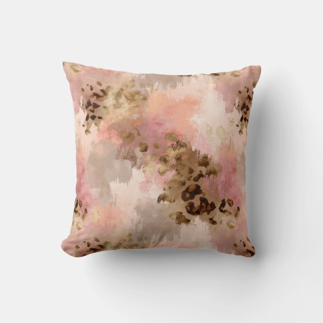 Abstract Leopard Print Throw Pillow (Front)