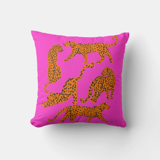 Abstract leopard with red lips illustration  poste cushion (Front)
