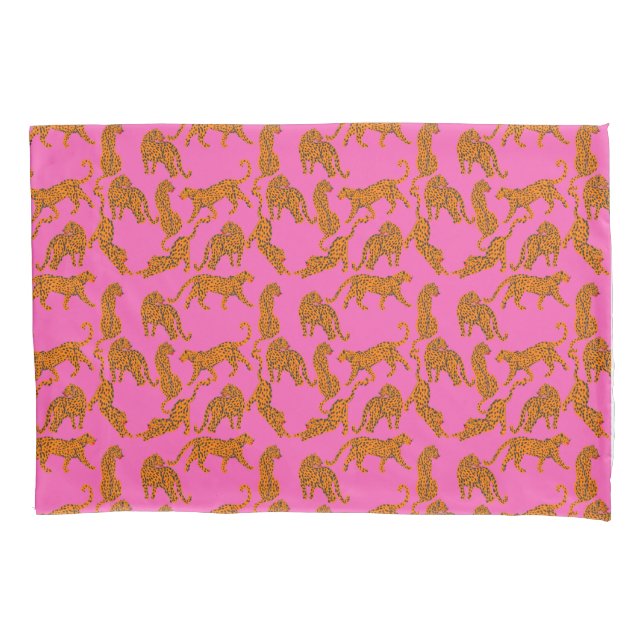Abstract leopards with red lips and earnings  pillowcase (Front)