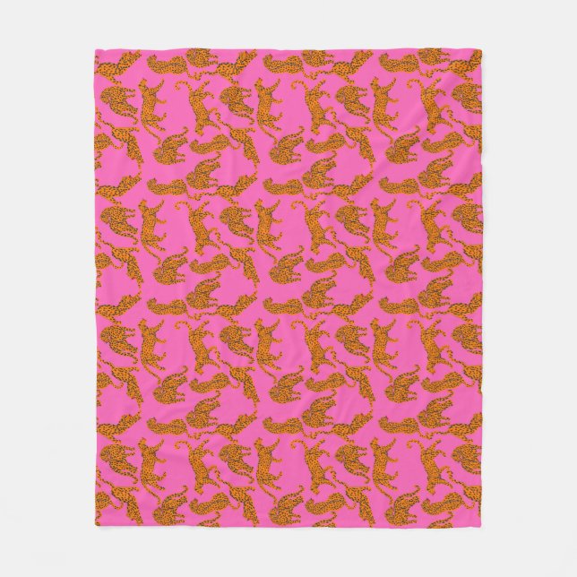 Abstract leopards with red lips and earnings  wrap fleece blanket (Front)