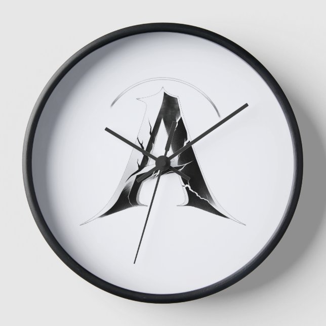 Abstract Letter A Black & White Modern Wall Clock (Front)