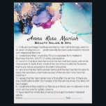 *~* Abstract Liability Waiver   Services Beauty Flyer<br><div class="desc">2 Sided Flyer Liability Consent Waiver Release Agreement and Services and Prices list. * Energy Enhanced Abstract Watercolor Liability Consent and Release Wavier Services List and prices on the back of this flyer. The watercolor is organic teal , mint purple lavender and teal. This is a COLORFUL GLAM GLITZY LUXE...</div>