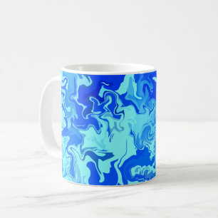 Abstract Light and Dark Blue Fluid Art Coffee Mug