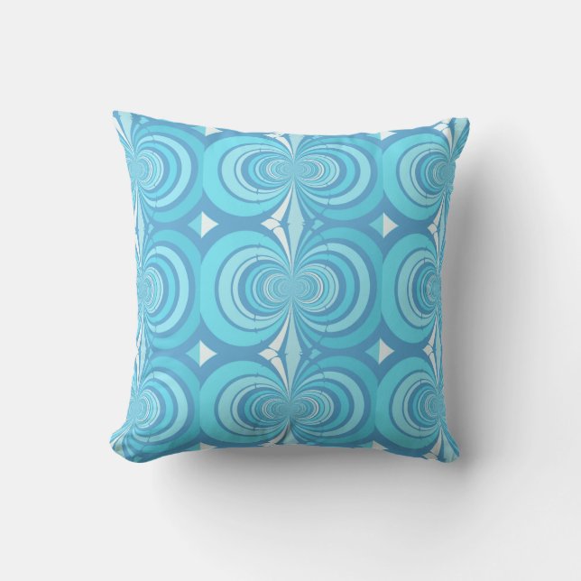 Abstract Light Blue and White Pattern Cushion (Front)