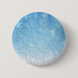 Abstract light blue hearts 6 cm round badge