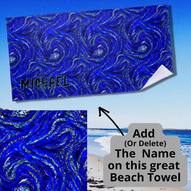 Abstract Light & Dark Blue Swirls  Beach Towel (Creator Uploaded)