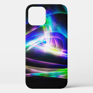 Abstract light waves and black backgroundabstract, iPhone 12 case