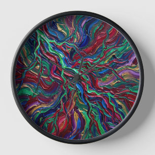 Abstract Lightning Bolt Jewel Tone Art Clocks