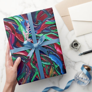 Abstract Lightning Bolt Jewel Tone Wrapping Paper