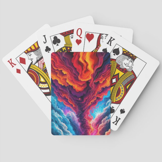 Abstract Lightning Colorful Storm Playing Cards (Back)