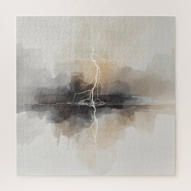 Abstract Lightning in Neutrals Print Jigsaw Puzzle (Vertical)