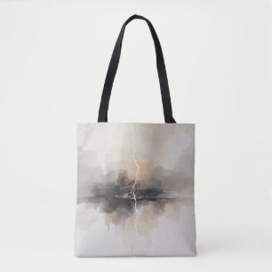 Abstract Lightning in Neutrals Print Tote Bag