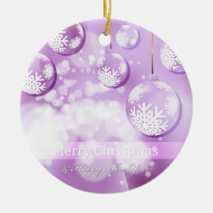 Abstract Lilac Christmas Balls Ceramic Ornament
