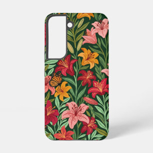 Abstract Lilies Orange Butterflies Samsung Cases