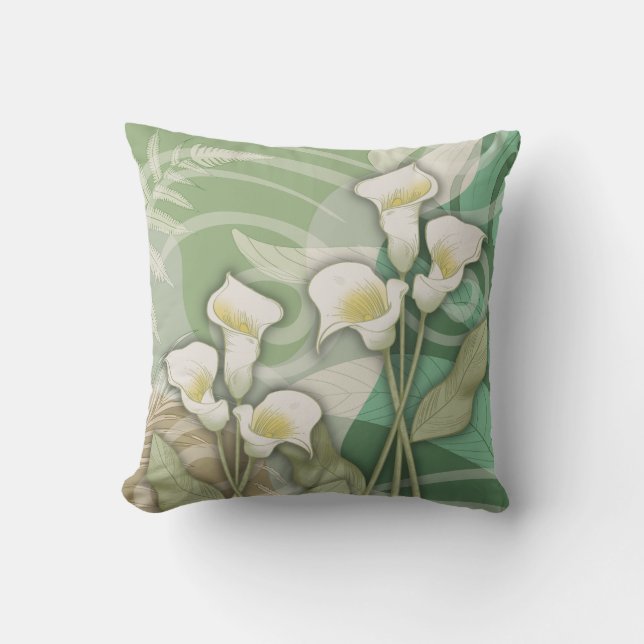 Abstract Lilies Throw Pillow (Front)