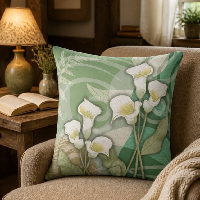 Abstract Lilies Throw Pillow (Creator Uploaded)