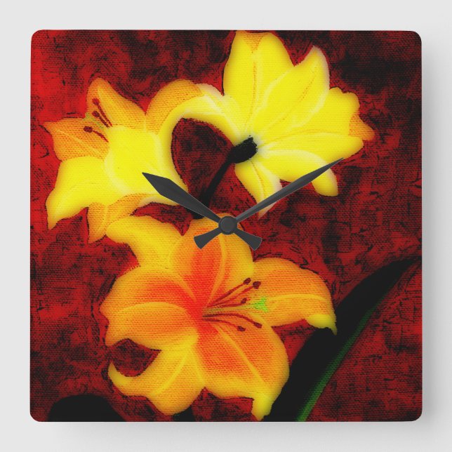 Abstract Lillies Wall Clock (Front)