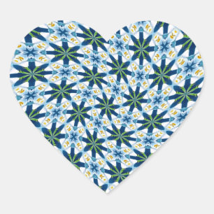 Abstract Lily Flowers Heart Sticker