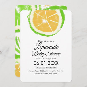 Abstract Lime Citrus Yellow Lemonade Baby Shower Invitation