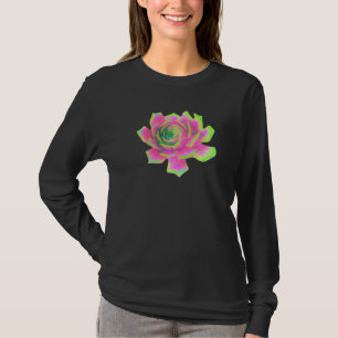 Abstract Lime Green And Pink Sedum Rosette T-Shirt