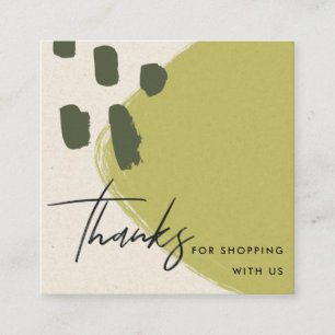 ABSTRACT LIME GREEN KRAFT SCANDI THANK YOU LOGO SQUARE BUSINESS CARD