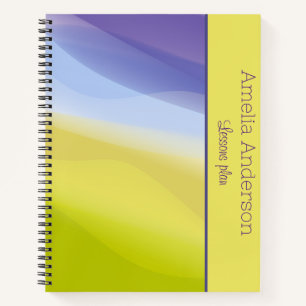 Abstract lime green lavender name Teacher Planner Notebook