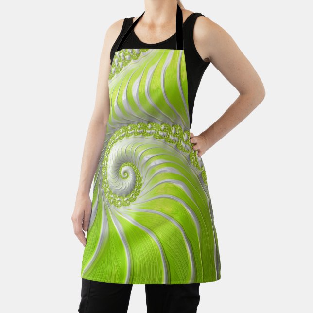 Abstract Lime Green Spiral Fractal Apron (Insitu)