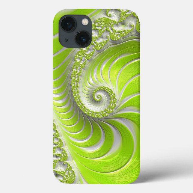 Abstract Lime Green Spiral Fractal Case-Mate iPhone Case (Back)