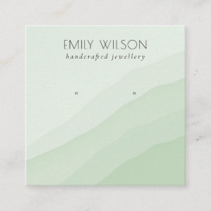 Abstract Lime Green Waves Stud Earring Display Square Business Card
