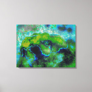 Abstract Limestone in Lime Greens and Blues Canvas Print
