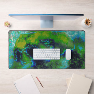 Abstract Limestone, Lime Greens and Blues Desk Mat