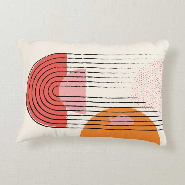 Abstract Line Arch Dots fish Pillow 16" x 12" (Back)