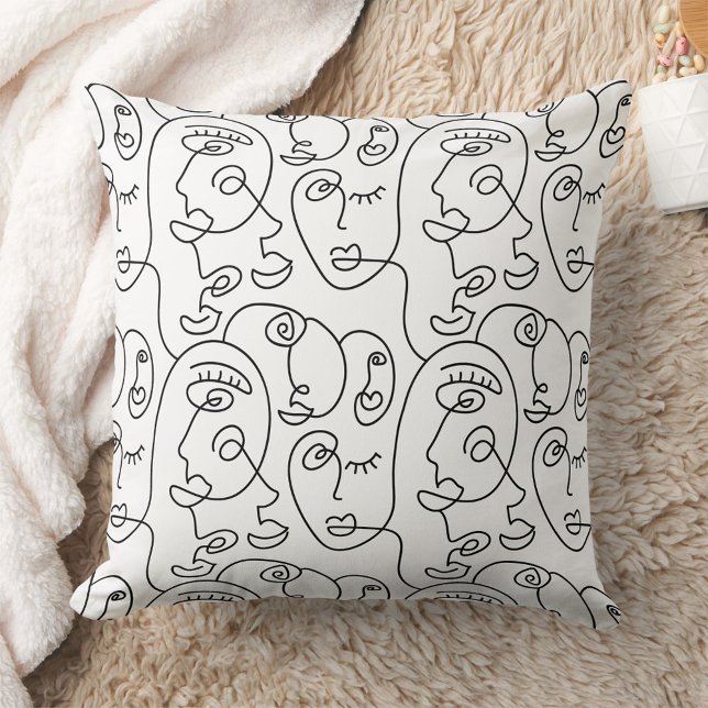 Abstract Line Art, Abstract Faces Drawing Cushion (Creator Uploaded)