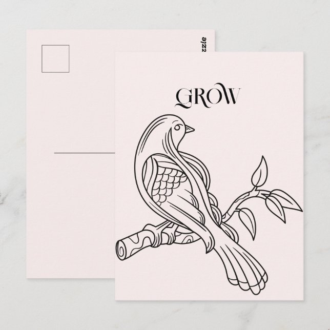 Abstract Line Art Bird Illustration Postcard (Front/Back)