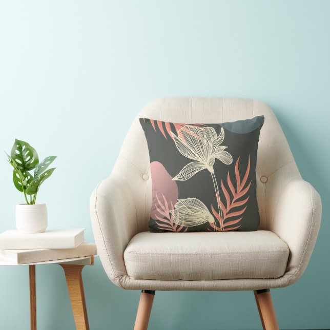 Abstract Line Art Flower Design - Elegant Mi Cushion (Chair)