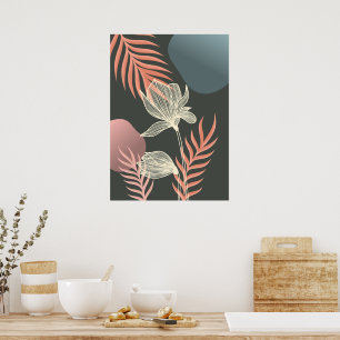 Abstract Line Art Flower Design - Elegant Mi Poster