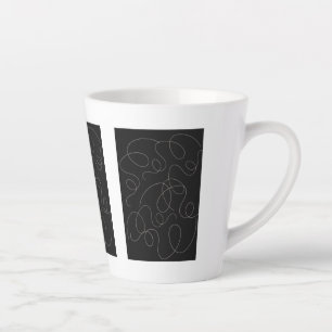 Abstract line art, Modern Black & White Design Latte Mug