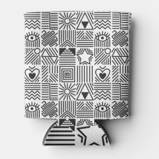 Abstract Line Art Mosaic Pattern Can Cooler
