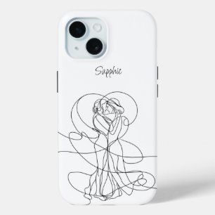Abstract Line Art of Lesbian Couple Custom iPhone 15 Case