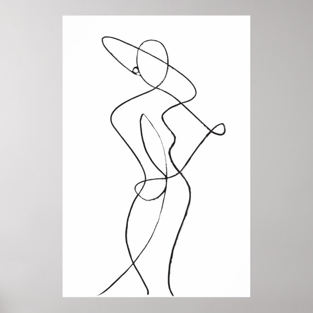 Abstract Line Art Woman Poster (Front)
