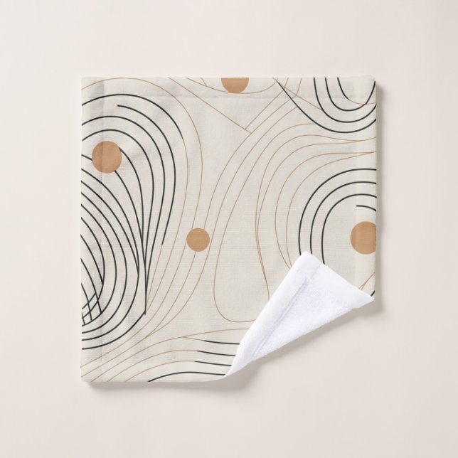 Abstract line beige and black colours wash cloth (Wash Cloth)