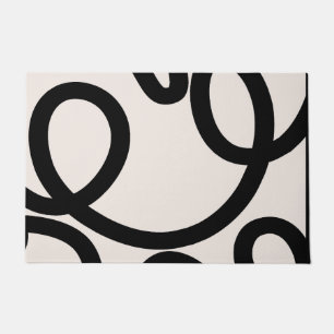 Abstract Line Black And White Doormat