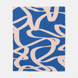 Abstract Line Blue Fleece Blanket