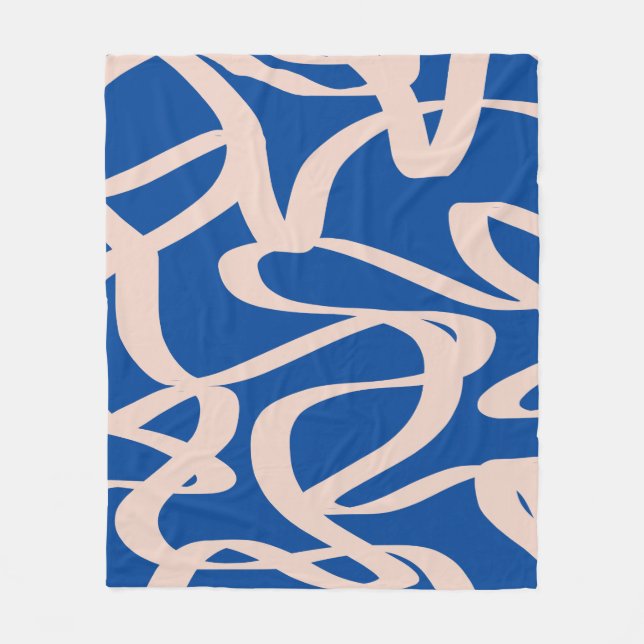 Abstract Line Blue Fleece Blanket (Front)