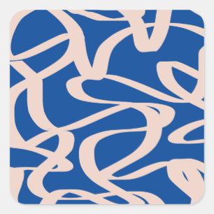 Abstract Line Blue Square Sticker