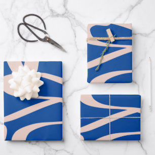 Abstract Line Blue Wrapping Paper Sheet
