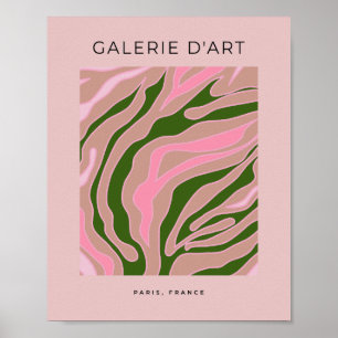 Abstract Line Blush Pink And Green Poster