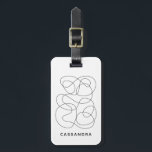 Abstract Line Drawing Black and White Personalised Luggage Tag<br><div class="desc">This cool elegant drawing features minimalist modern continuous line art in black and white,  personalised with name or wording of your choosing.</div>